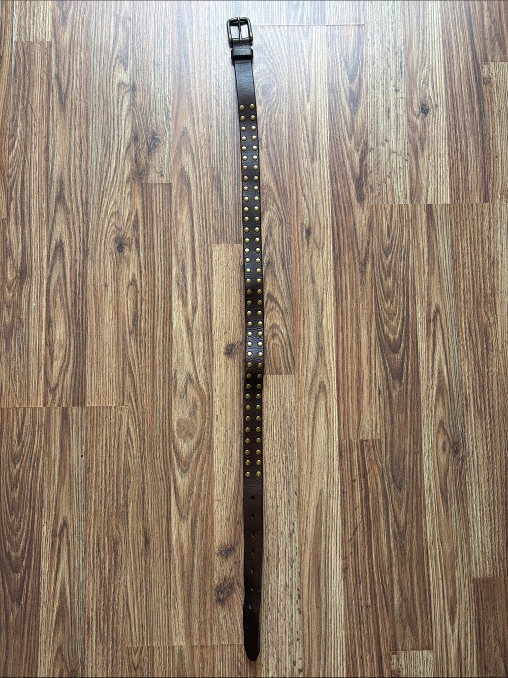 J. Crew Brown Studded Leather Belt with Brass Accents - Picture 2 of 5